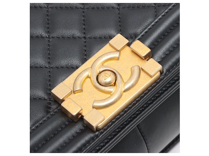 Boy Chanel Jungen Lederkette Schwarz Gold Metall - Ansicht 15