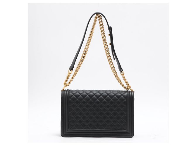Boy Chanel Jungen Lederkette Schwarz Gold Metall - Ansicht 2