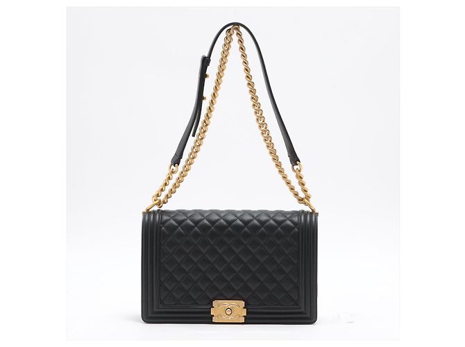 Boy Chanel Jungen Lederkette Schwarz Gold Metall - Ansicht 5