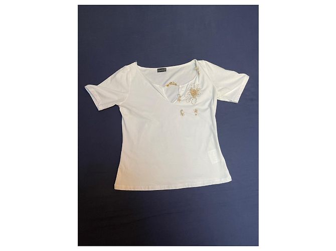 Camiseta blanca de algodón ROCCOBAROCCO con detalles dorados Blanco - vista 2