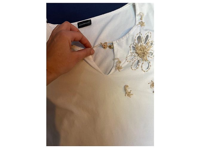 Camiseta blanca de algodón ROCCOBAROCCO con detalles dorados Blanco - vista 4