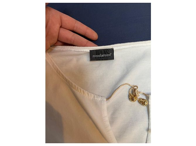 Camiseta blanca de algodón ROCCOBAROCCO con detalles dorados Blanco - vista 5
