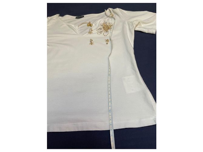 Camiseta blanca de algodón ROCCOBAROCCO con detalles dorados Blanco - vista 9