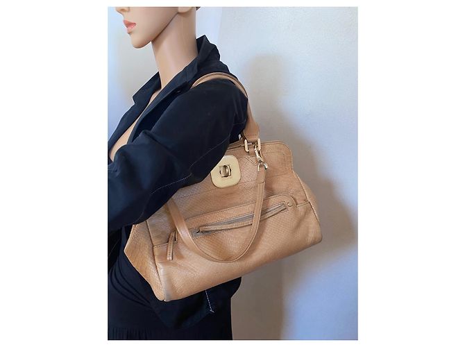Longchamp Gatsby Handtasche aus beige Leder Python Optik - Ansicht 2