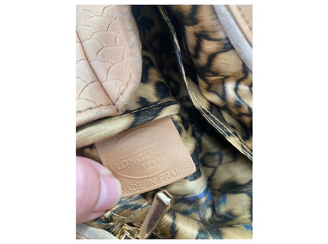 Longchamp Gatsby Handtasche aus beige Leder Python Optik - Ansicht 5