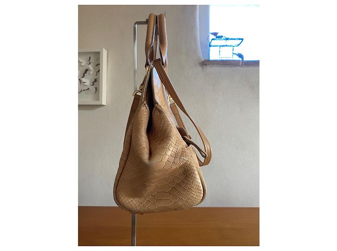 Longchamp Gatsby Handtasche aus beige Leder Python Optik - Ansicht 6