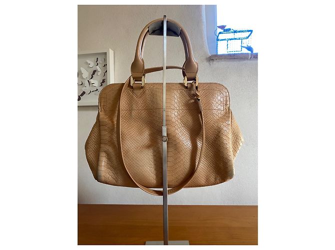 Longchamp Gatsby Handtasche aus beige Leder Python Optik - Ansicht 7