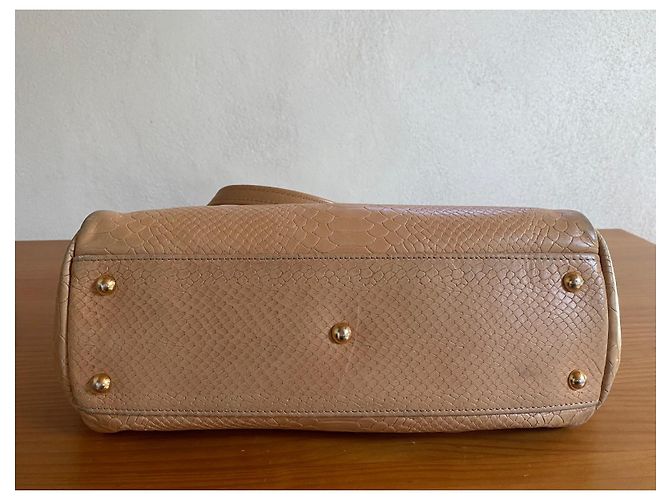 Longchamp Gatsby Handtasche aus beige Leder Python Optik - Ansicht 8