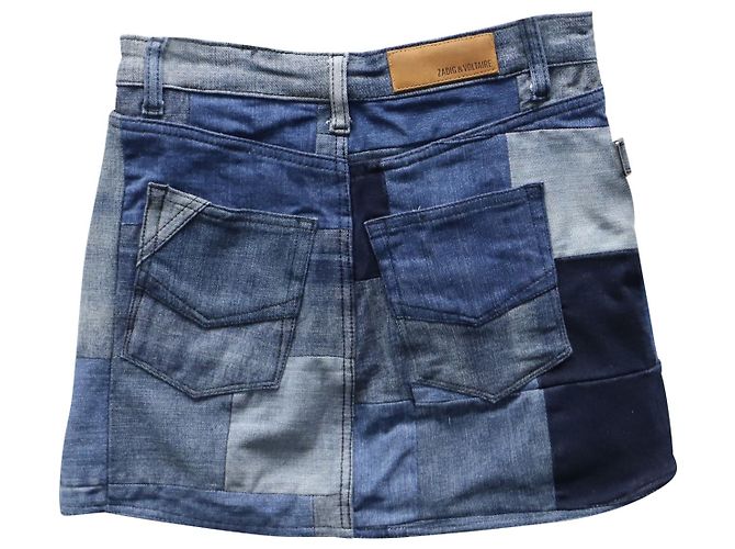 Zadig & Voltaire Minigonna Patch Work in Denim di Cotone Multicolor Stampa python - vista 2