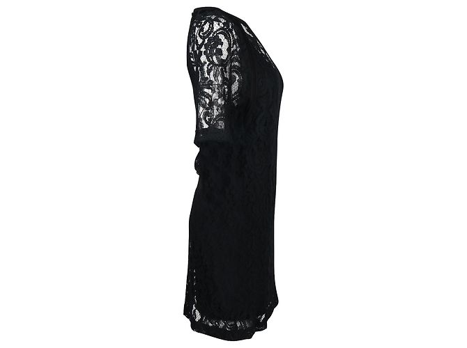 Maje Lace with Slip Dress aus schwarzer Viskose - Ansicht 2