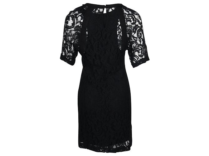 Maje Lace with Slip Dress aus schwarzer Viskose - Ansicht 3