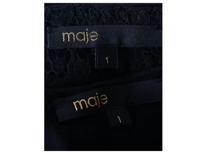 Maje Lace with Slip Dress aus schwarzer Viskose - Ansicht 4