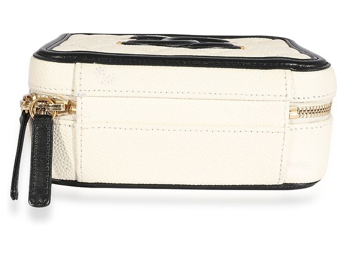 Vanity Chanel White Quilted Caviar Kleiner filigraner Kosmetikkoffer Weiß - Ansicht 3