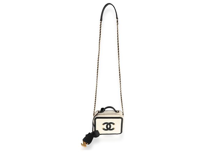 Vanity Chanel White Quilted Caviar Kleiner filigraner Kosmetikkoffer Weiß - Ansicht 4