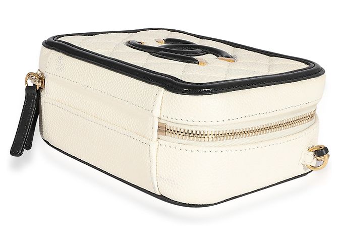 Vanity Chanel White Quilted Caviar Kleiner filigraner Kosmetikkoffer Weiß - Ansicht 5