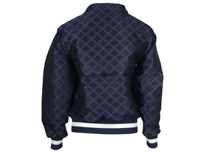 Timeless Chanel gesteppte Bomberjacke aus marineblauem Polyester - Ansicht 3