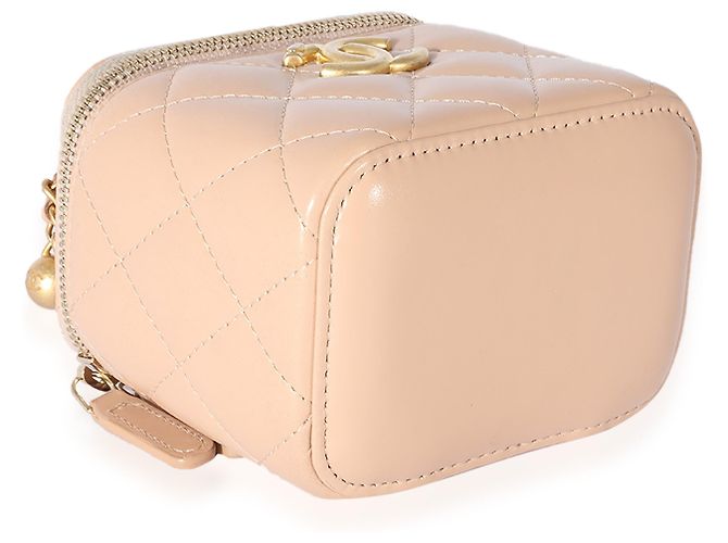 Vanity Chanel rosa gestepptes Lammfell Pearl Crush Mini-Kosmetikkoffer Pink - Ansicht 4