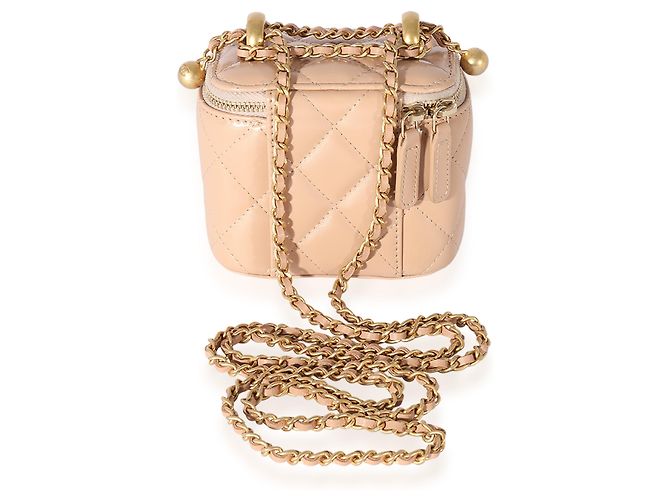 Vanity Chanel rosa gestepptes Lammfell Pearl Crush Mini-Kosmetikkoffer Pink - Ansicht 8