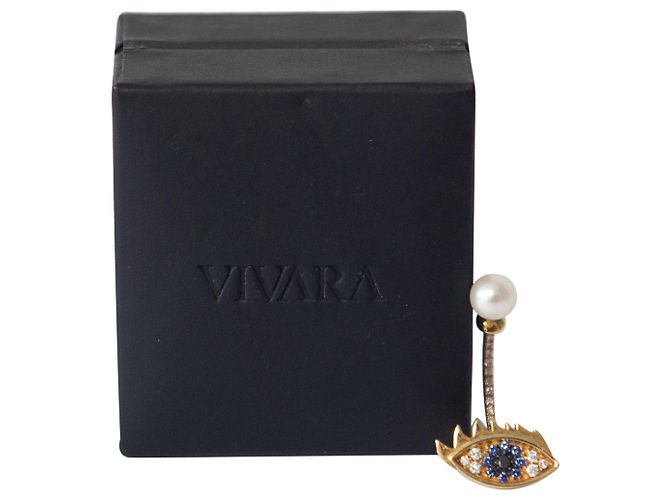 Delfina Delettrez Orecchino da piercing Eyes On Me con diamanti e zaffiri 18K Gold D'oro - vista 7