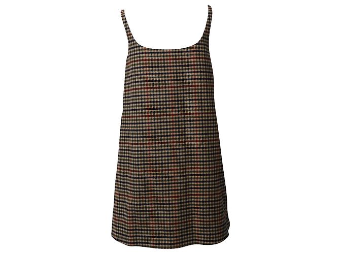 Bow Prada Houndstooth Pattern Etuikleid aus brauner Wolle - Ansicht 3