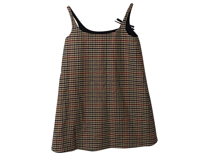 Bow Prada Houndstooth Pattern Etuikleid aus brauner Wolle - Ansicht 4