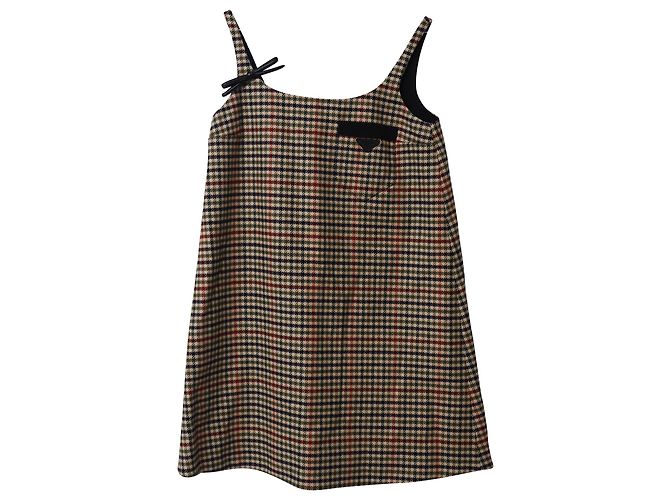Bow Prada Houndstooth Pattern Etuikleid aus brauner Wolle - Ansicht 5