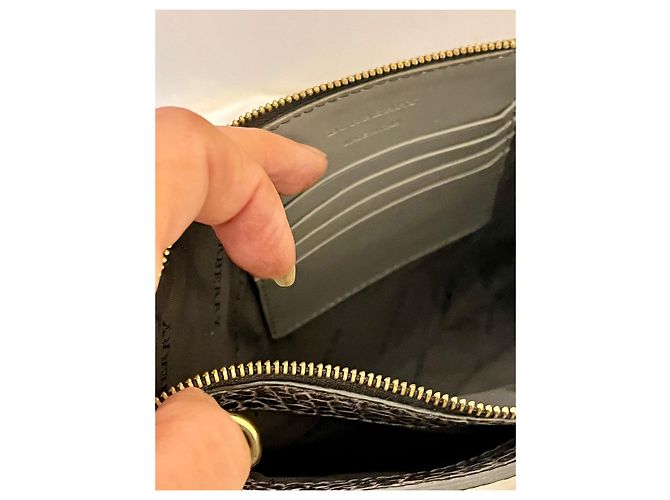 Burberry Pochette oder Clutch Bag, schwarzes gekrispeltes Leder - Ansicht 5