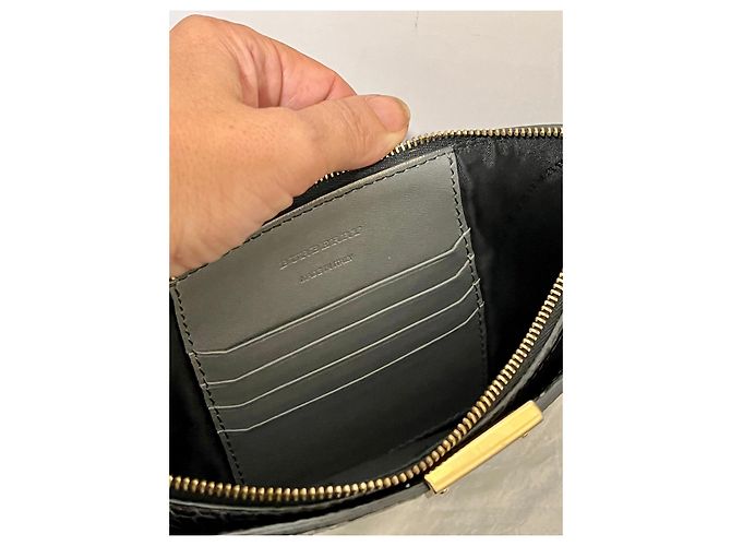 Burberry Pochette oder Clutch Bag, schwarzes gekrispeltes Leder - Ansicht 6