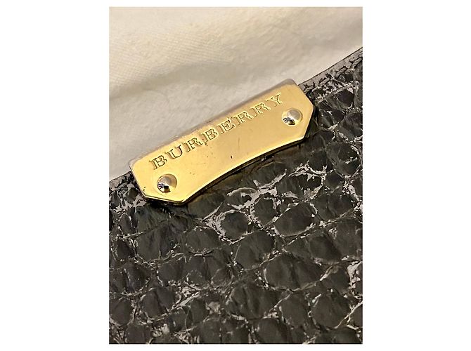 Burberry Pochette oder Clutch Bag, schwarzes gekrispeltes Leder - Ansicht 9