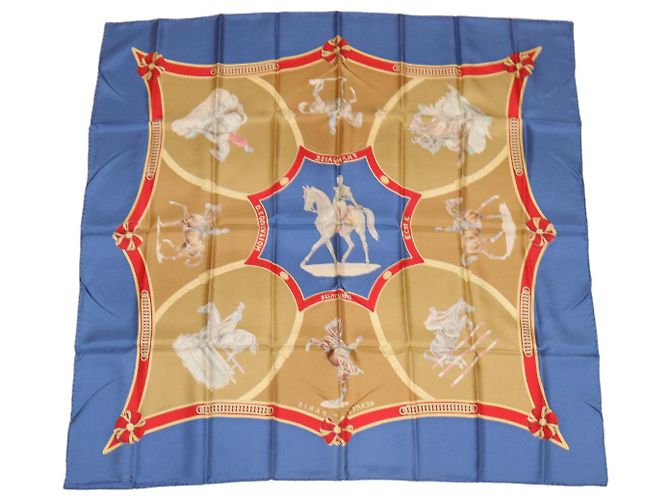 Hermès HERMES CARRE90 Sciarpa Seta ""ECOL FRANCAISE D""EQUITATION"" Blu Auth am3146 - vista 13
