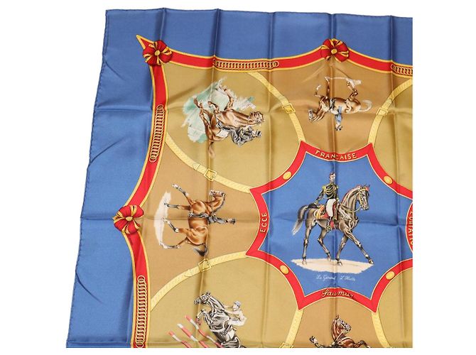 Hermès HERMES CARRE90 Sciarpa Seta ""ECOL FRANCAISE D""EQUITATION"" Blu Auth am3146 - vista 2
