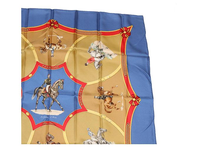 Hermès HERMES CARRE90 Sciarpa Seta ""ECOL FRANCAISE D""EQUITATION"" Blu Auth am3146 - vista 3
