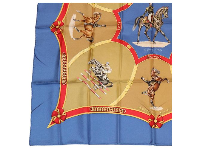 Hermès HERMES CARRE90 Sciarpa Seta ""ECOL FRANCAISE D""EQUITATION"" Blu Auth am3146 - vista 5