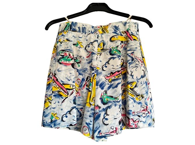 Pantalones Cortos Chanel con Estampado Airplane CC de Algodón Multicolor - vista 2