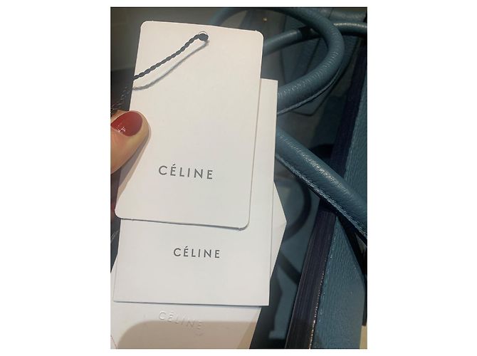 Céline Tie Bag Small Hellblau Leder - Ansicht 6