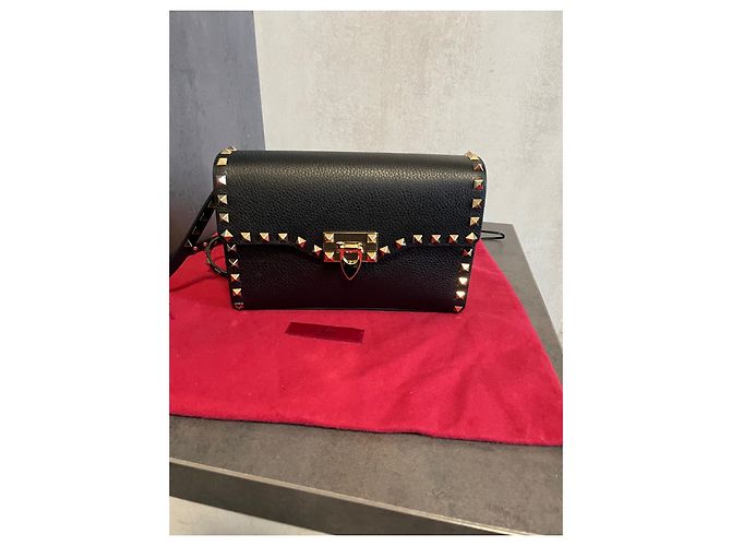 Valentino Garavani BORSA A TRACOLLA SMALL ROCKSTUD GRAINY in pelle di vitello Nero - vista 2