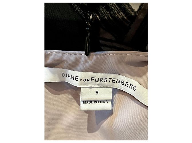 Diane Von Furstenberg DvF Reona Spitzenkleid mit Grafik Schwarz Roh - Ansicht 9