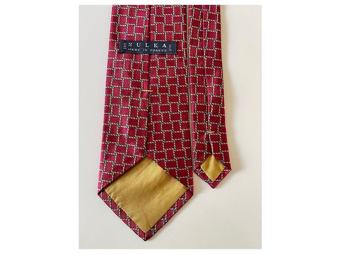 Autre Marque Sulka red tie with geometric patterns - view 6