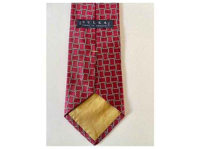 Autre Marque Sulka red tie with geometric patterns - view 7