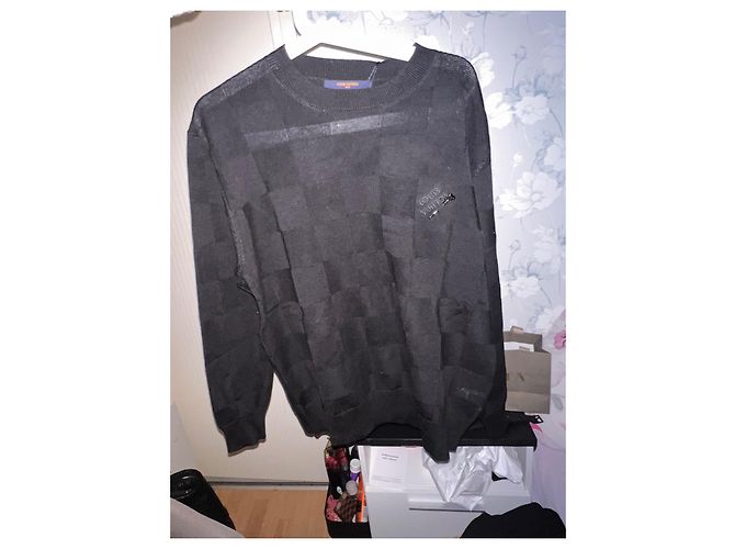 Louis Vuitton Rundhalspullover Schwarz Damier Muster Gr M - Ansicht 2