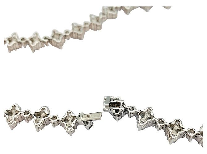 inconnue Collana fiore in oro bianco e diamanti. - Ansicht 4
