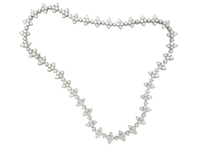 inconnue Collana fiore in oro bianco e diamanti. - Ansicht 7
