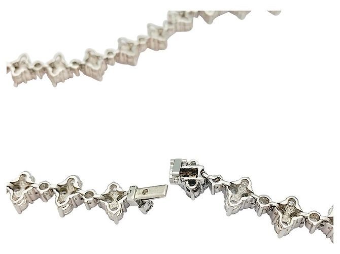inconnue Collana fiore in oro bianco e diamanti. - Ansicht 8