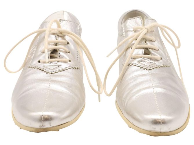 Sneakers Metallic Stringate Con Logo Etro In Pelle Silver - vista 2