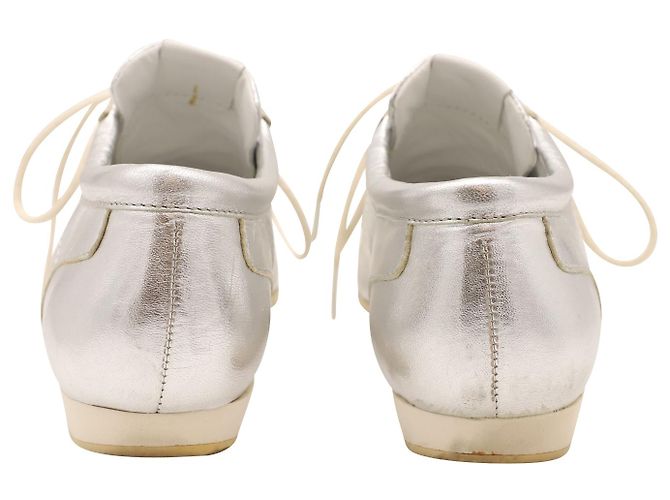 Sneakers Metallic Stringate Con Logo Etro In Pelle Silver - vista 4