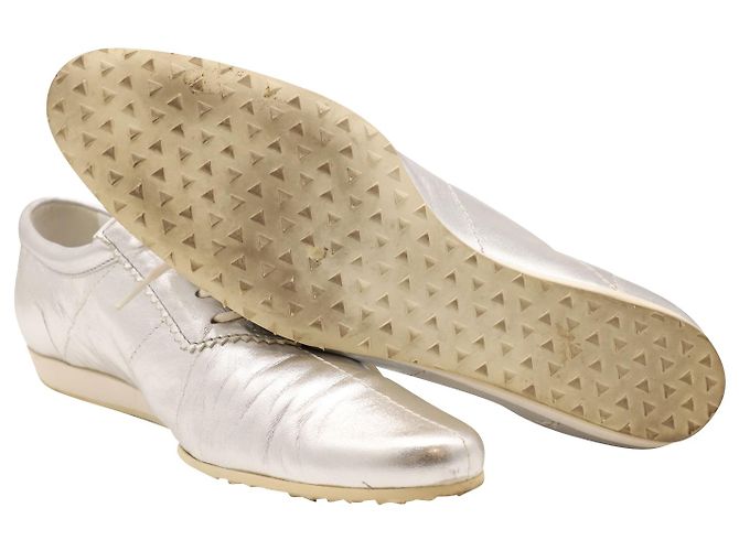 Sneakers Metallic Stringate Con Logo Etro In Pelle Silver - vista 6