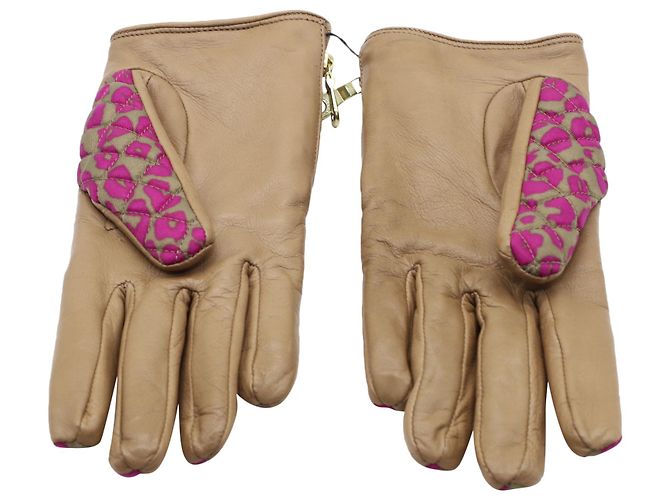 Mulberry Animal Print Handschuhe aus braunem Leder - Ansicht 4