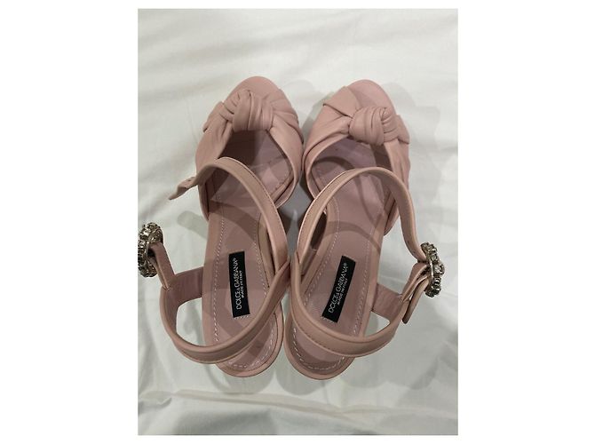 Sandali con zeppa Dolce & Gabbana rosa in pelliccia 36 - vista 5