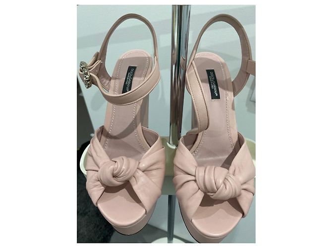 Sandali con zeppa Dolce & Gabbana rosa in pelliccia 36 - vista 7