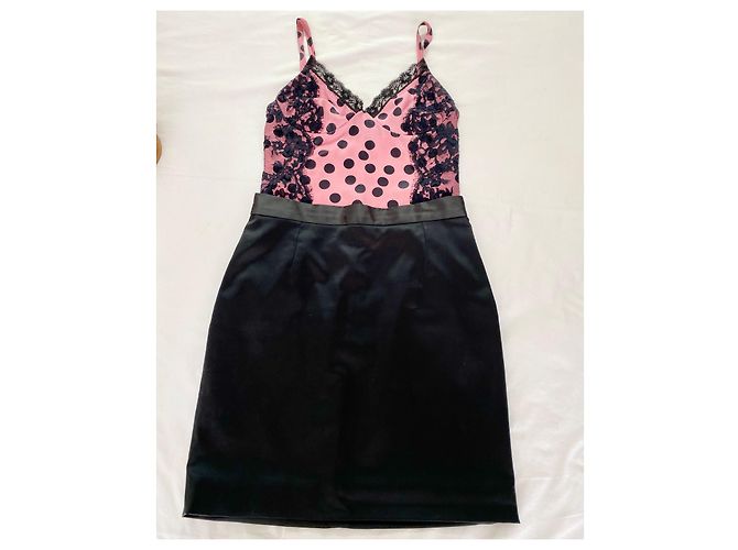 Dolce & Gabbana Top alças tecido e renda Preto Rosa - vista 3